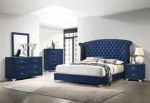 m Melody Queen Wingback Upholstered Bed Pacific Blue is